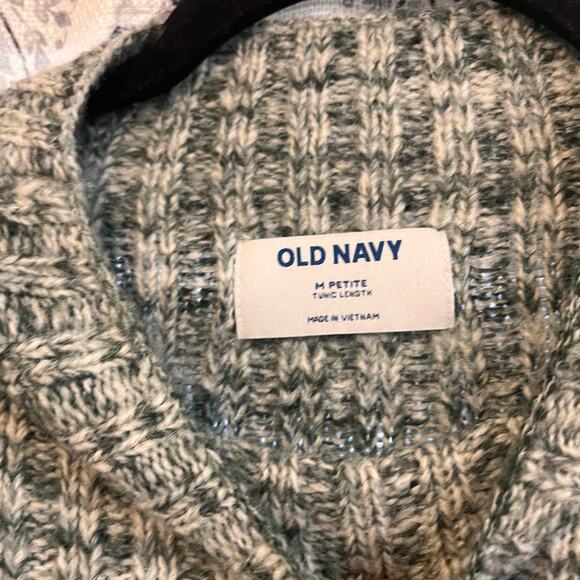Old Navy Green And Gray Mock Neck Marled Knit Tunic Length Sweater Medium Petite - Picture 6 of 7